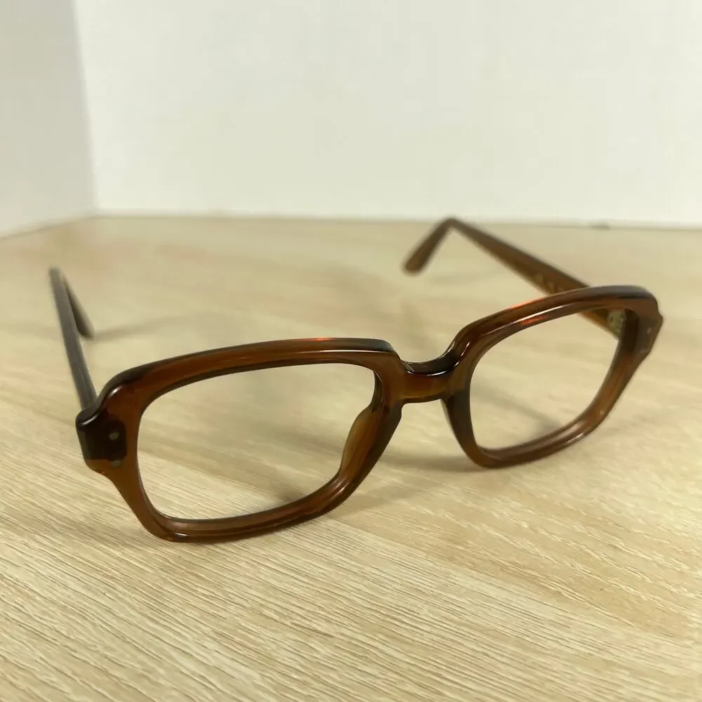 Vintage USS 4 1/2 - 5 3/4 USS 50-20 Eyeglasses Full Rim Frames ONLY Brown